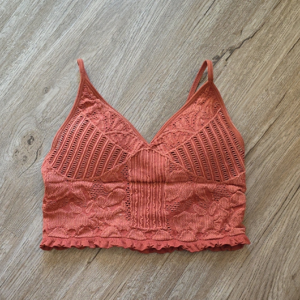 Lace Trim Rust Crop Top